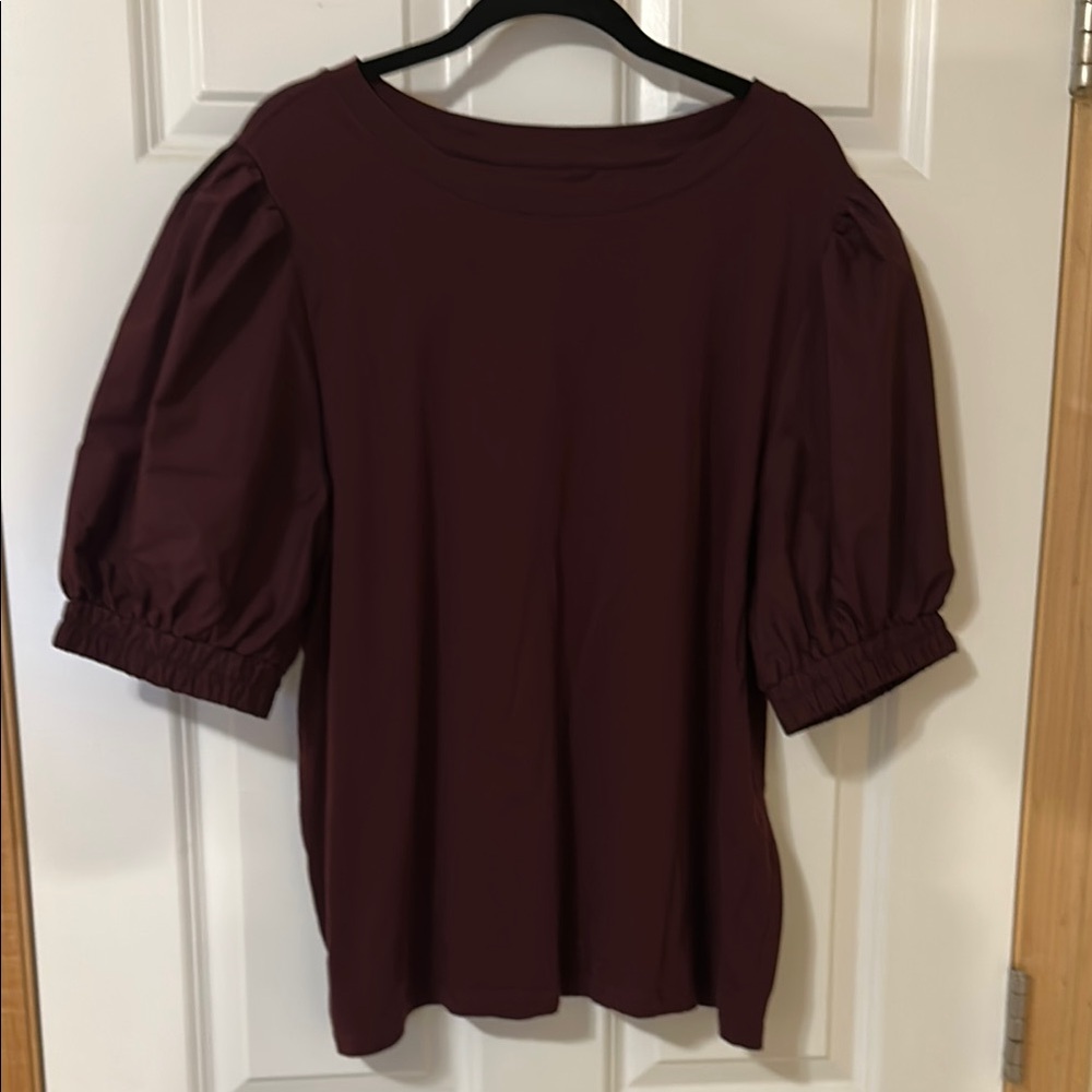 LOFT Burgundy Elbow Sleeve Top